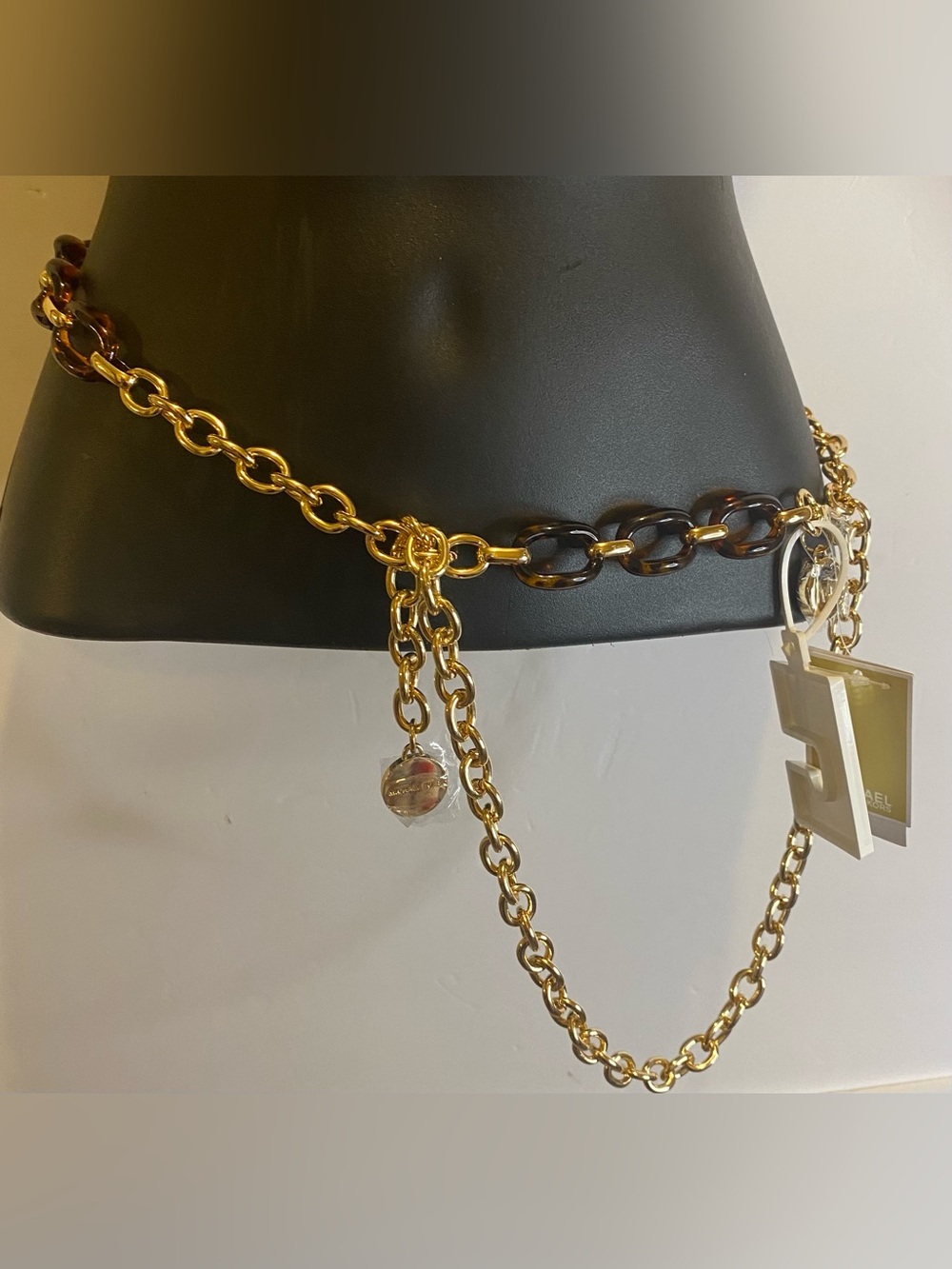 MICHAEL Michael Kors Gold and Tortoiseshell Link Chain Belt✨🤎